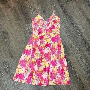 Diane Von Furstenburg Y2K Silk/Lycra Floral Spaghetti Strap Mini Dress Size 2EUC